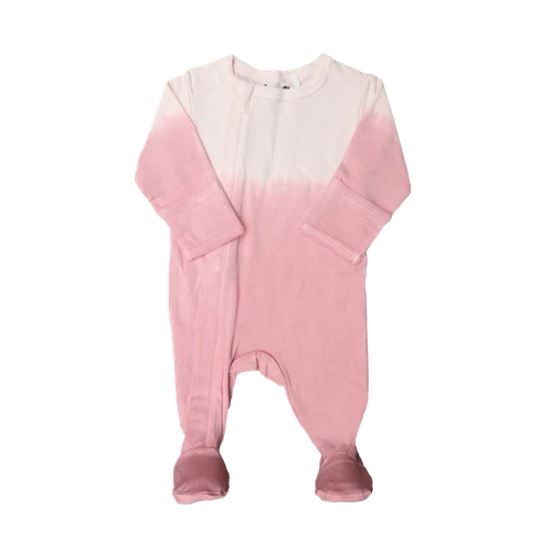 Baby Girl Pink Dip Dye Zipper Footie