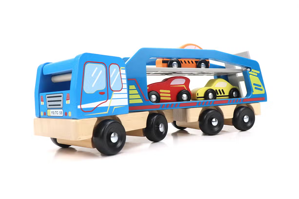 Wooden Car Carrier Truck Set