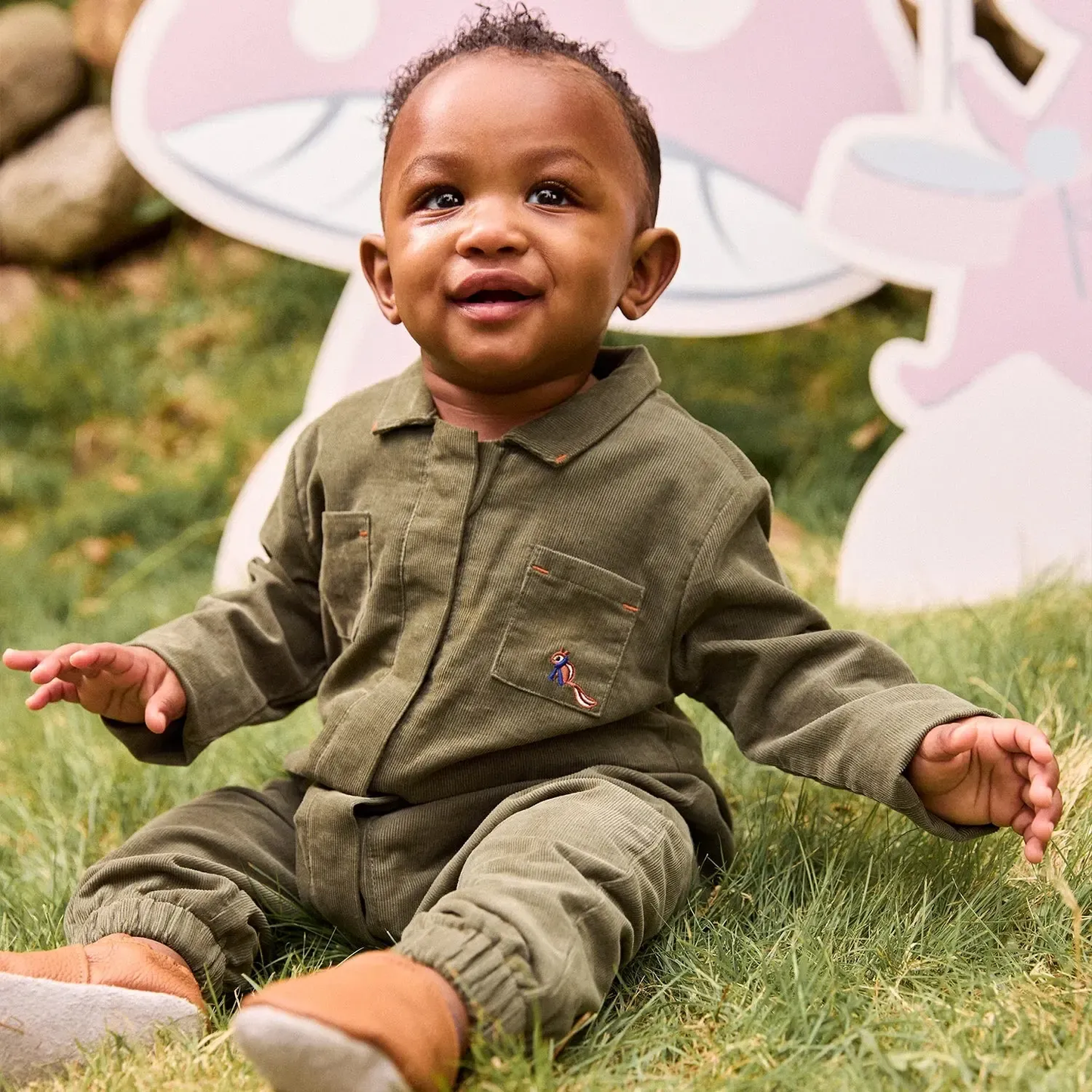 Baby Boy Green Corduroy Magnetic Me Romper