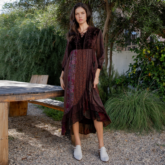 Boho Fusion Ruffle Wrap Dress