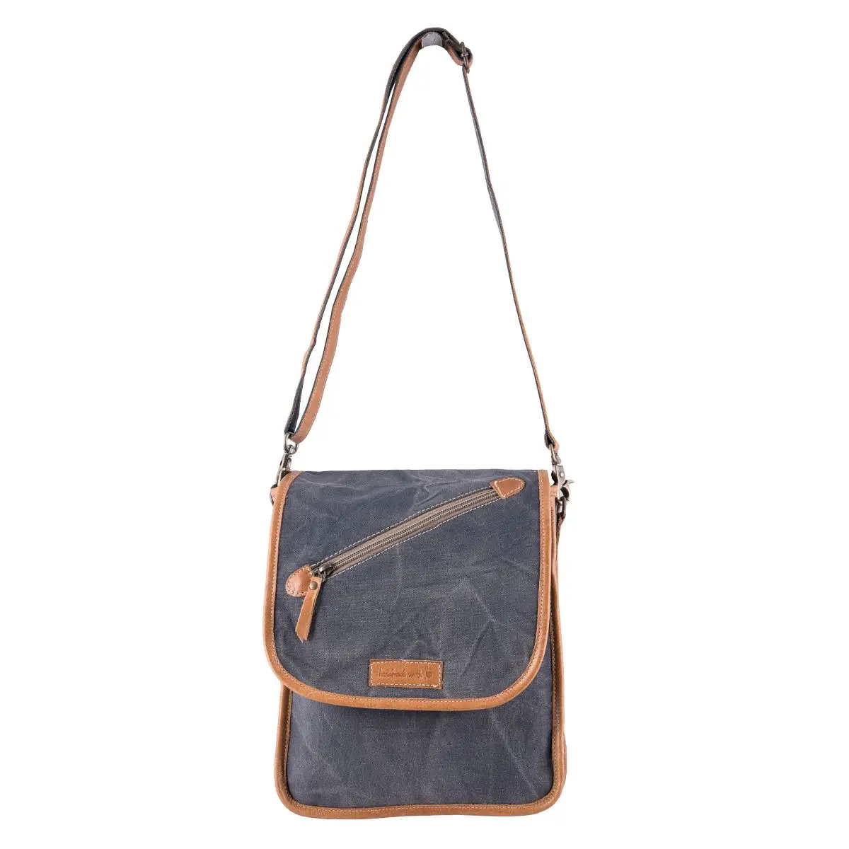 Solid Grey Canvas Crossbody Bag