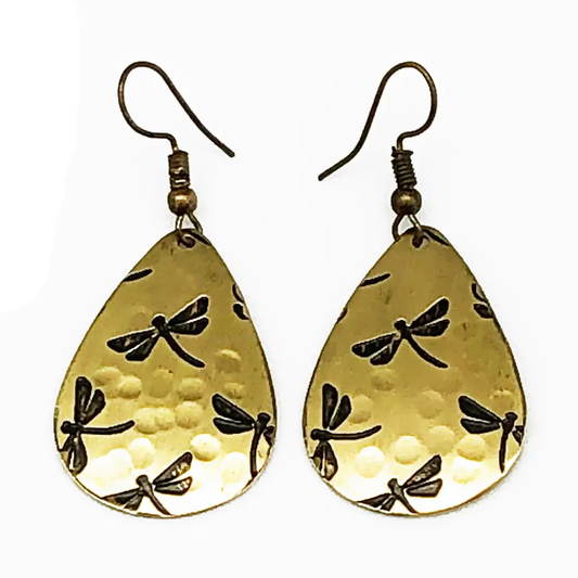 Dragonflies Brass Earrings
