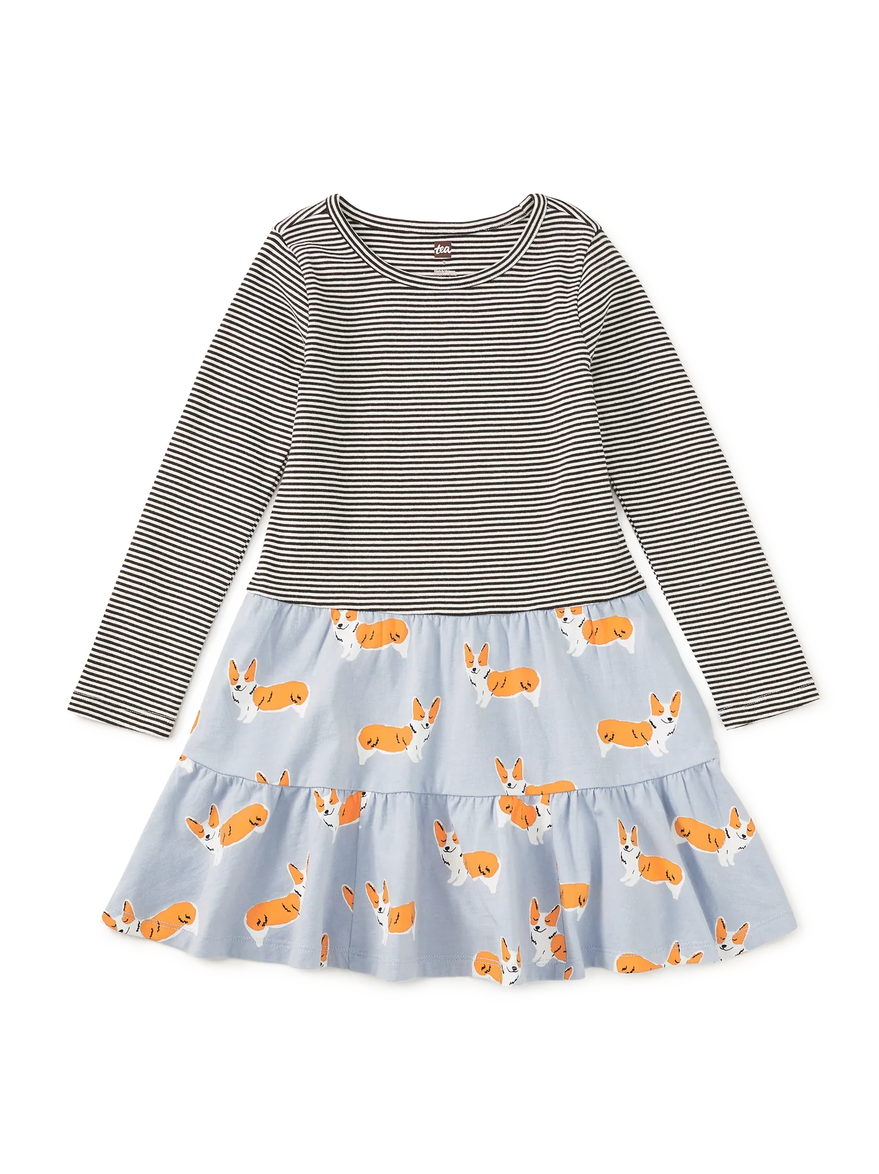 Girls Cutie Corgis Tiered Dress