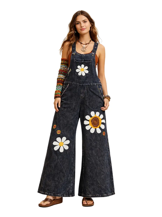 Boho Daisy Flower Overalls