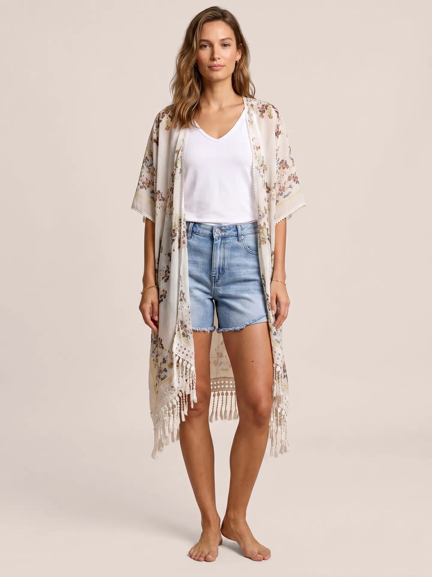 Boho Bloom Fringe Kimono