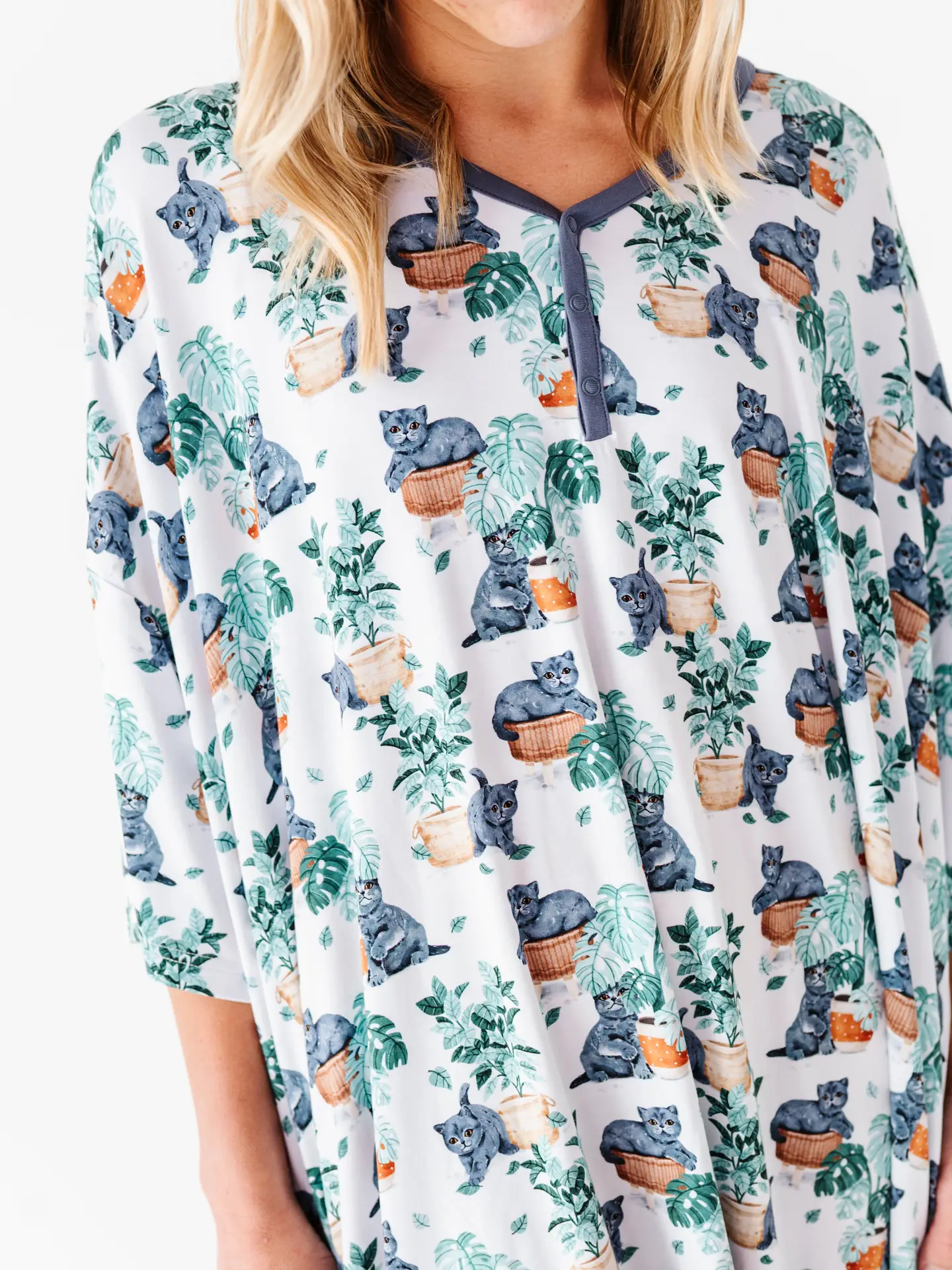 Meowstera Cat Bamboo Muumuu Nightgown