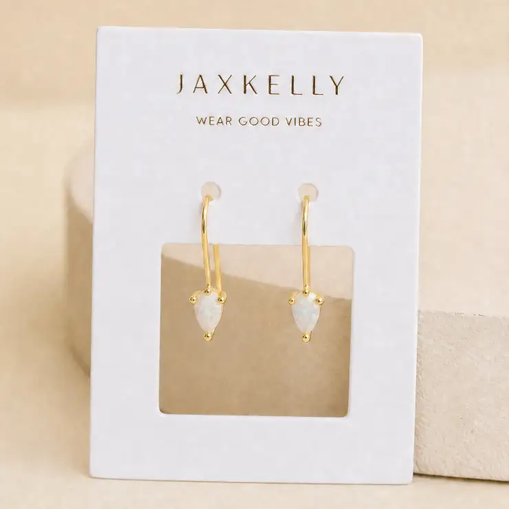 White Opal Dewdrop Mini Threader Earrings