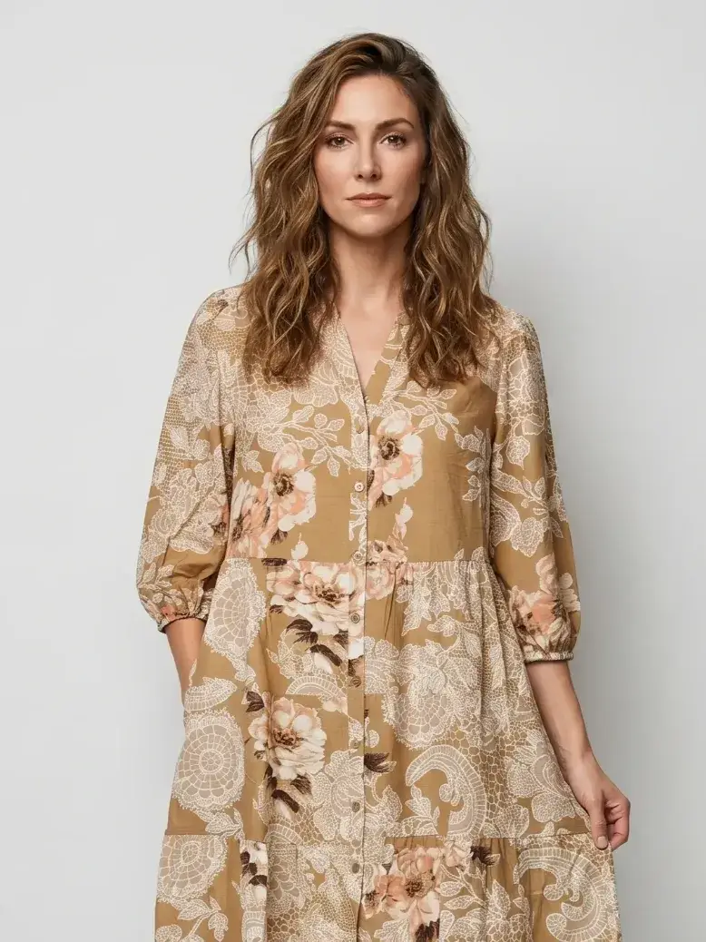 Linique Floral Button Down Dress