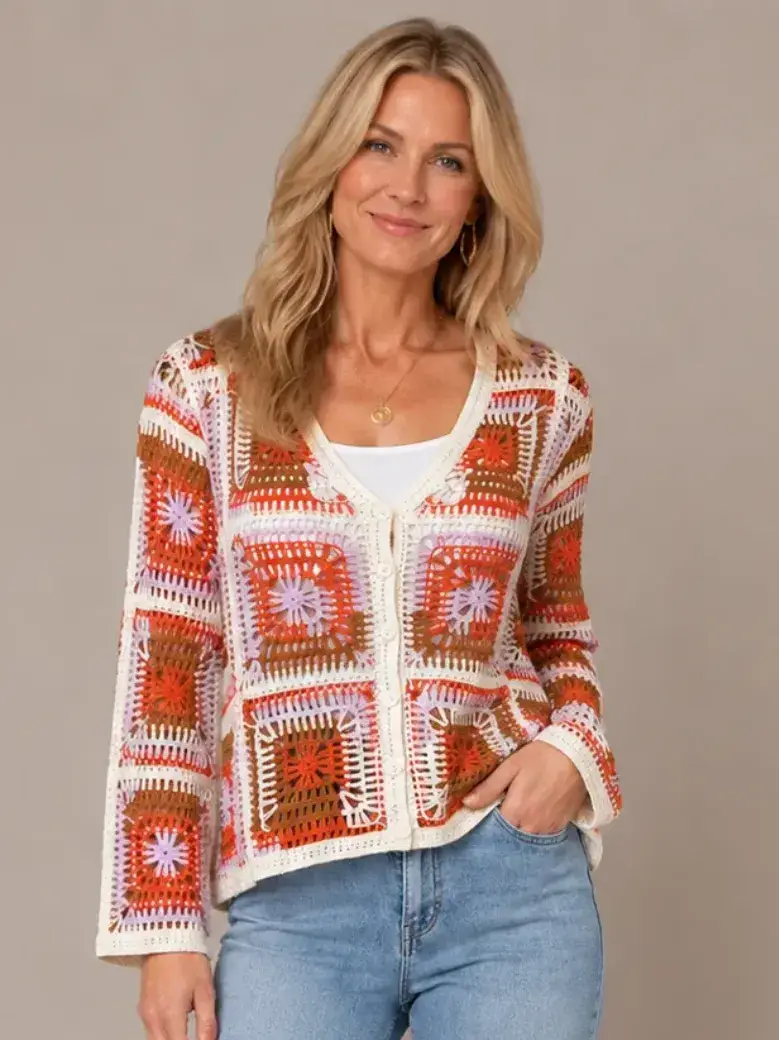 Crochet Button Front Cardigan
