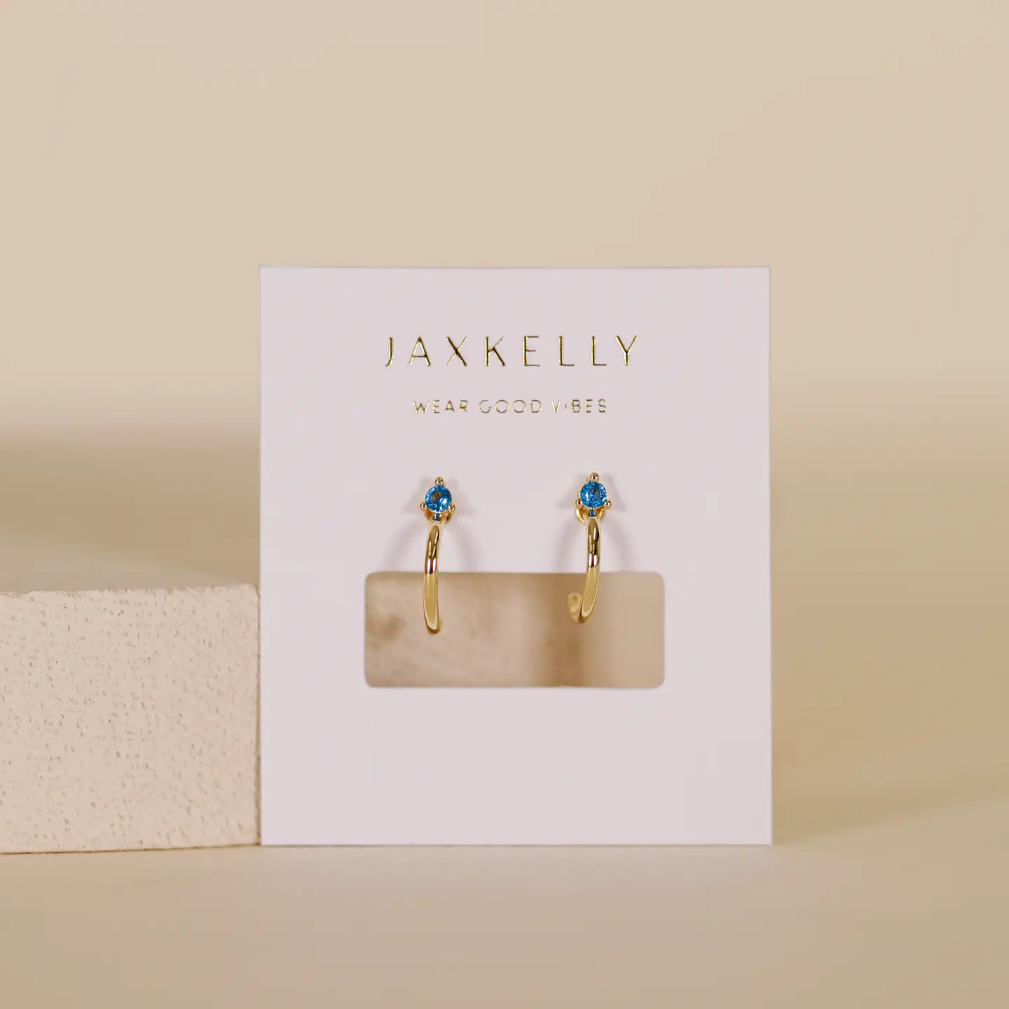 Open Mini Hoop Earrings Blue Sapphire