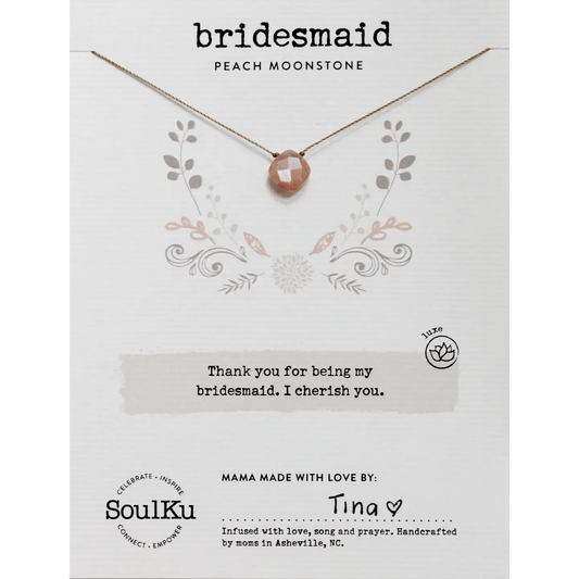 Luxe Necklace Peach Moonstone for Bridesmaid