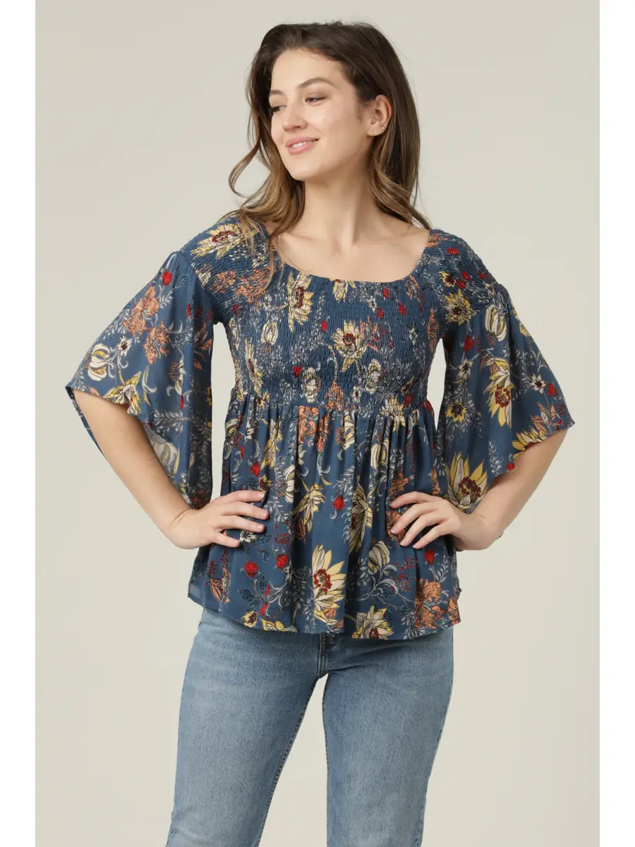 Sunflower Off the Shoulder Bell Sleeve Top