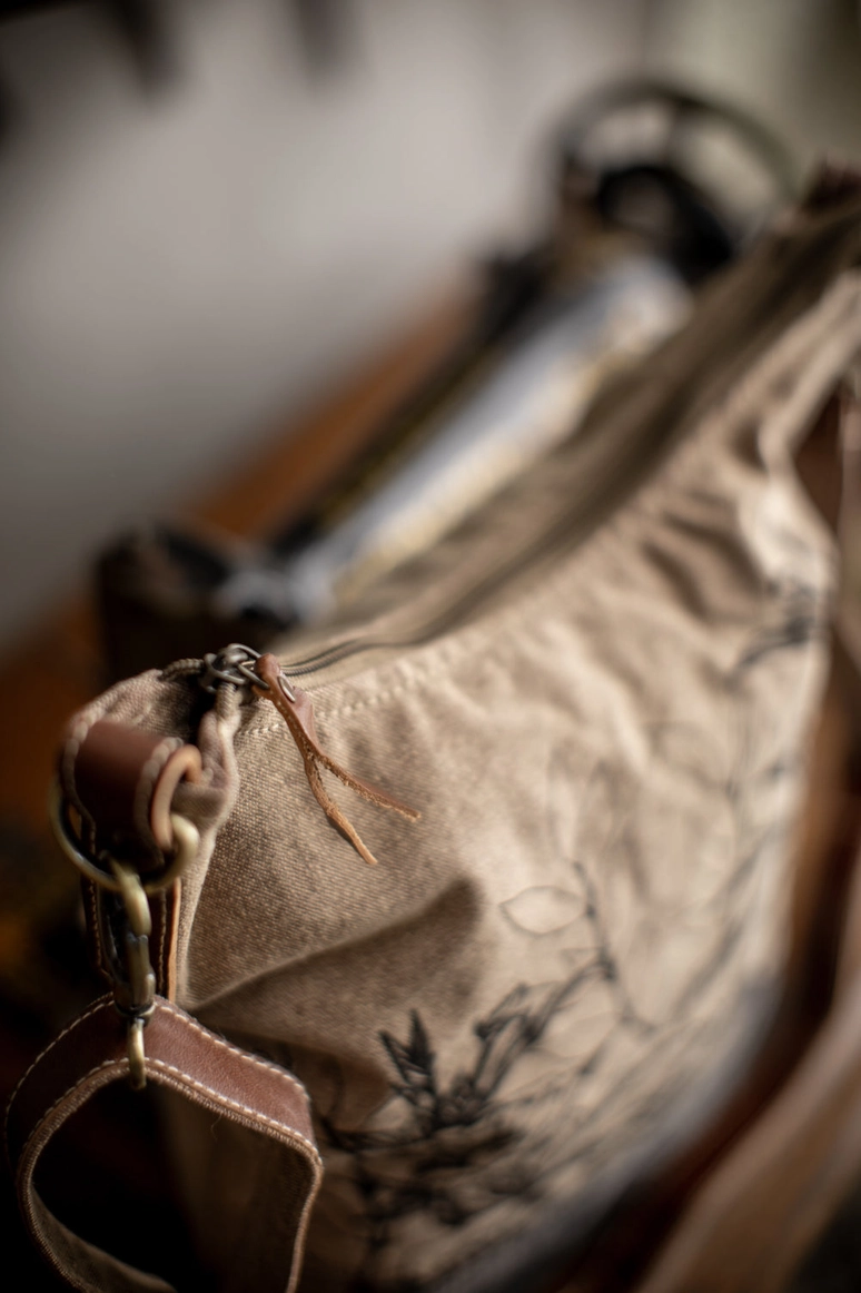 Peony Canvas Hobo Crossbody