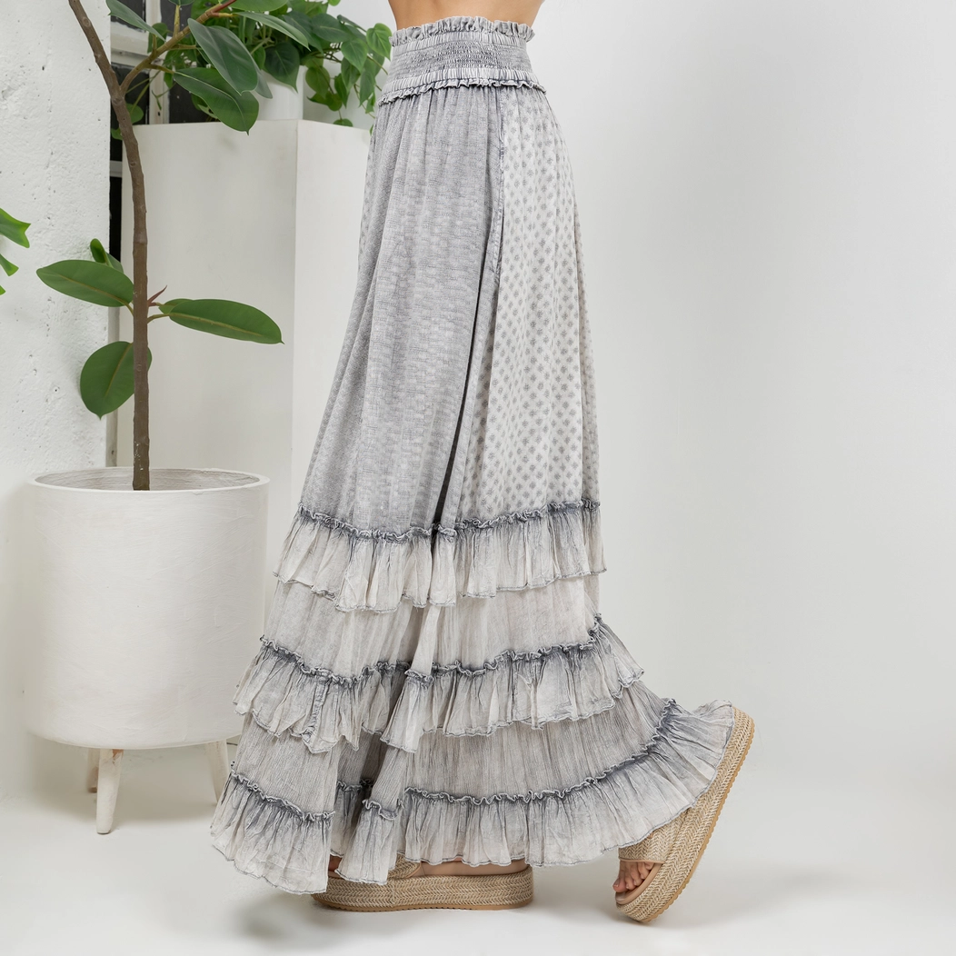 Rustic Textured Smocked Waist Skirt