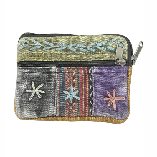 Daisy Embroidered Coin Purse