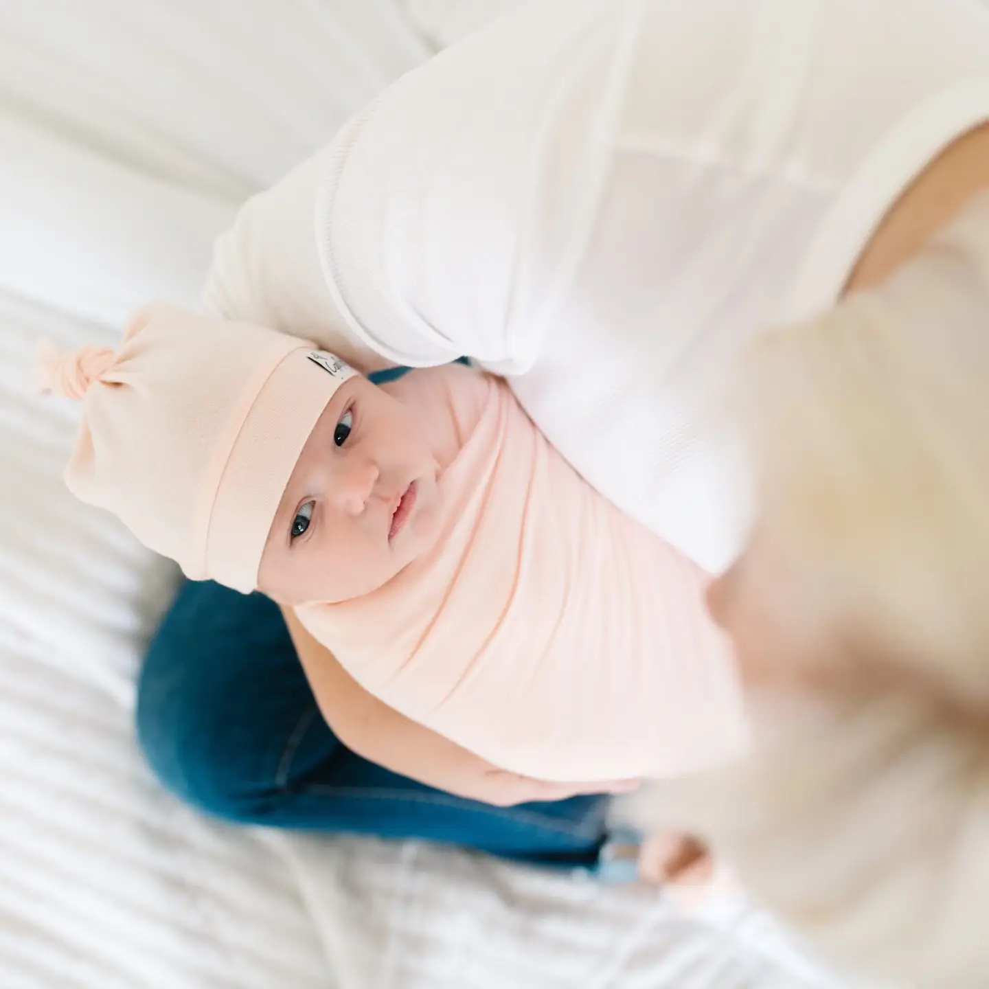 Top Knot Hat - Blush Pink