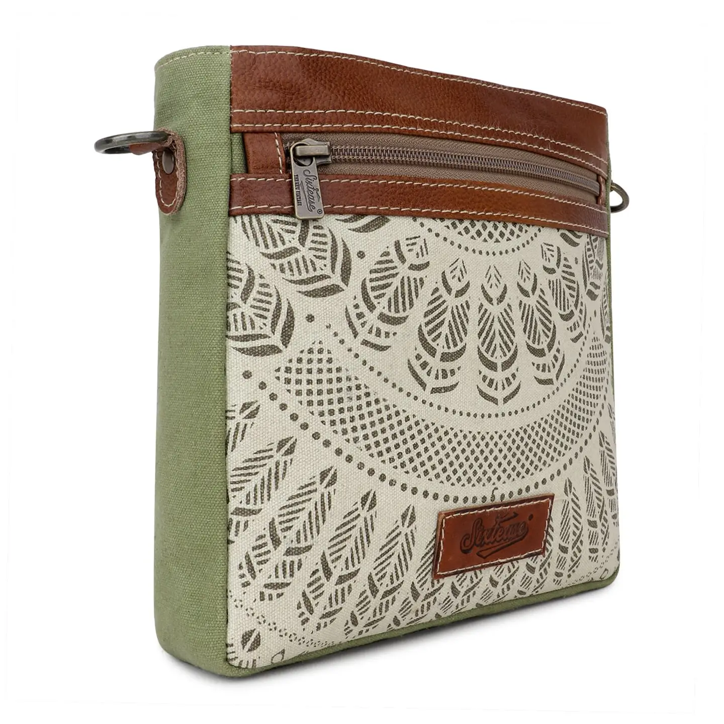 Women's Square Crossbody Bag - Sage Feathers