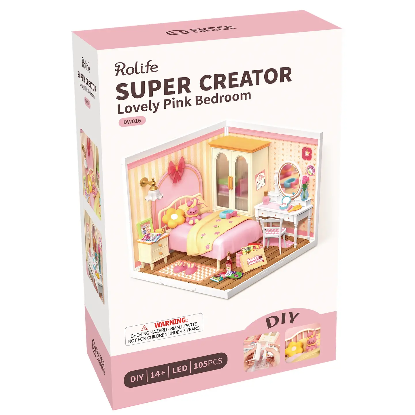 Miniature House Kit: Lovely Pink Bedroom