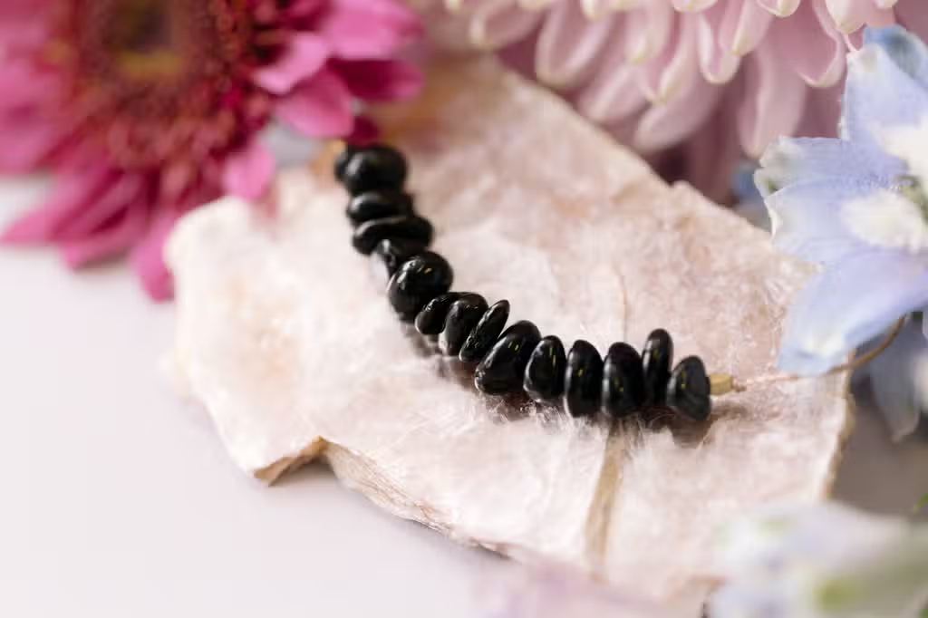 Seed Necklace Black Tourmaline to Cleanse & Protect