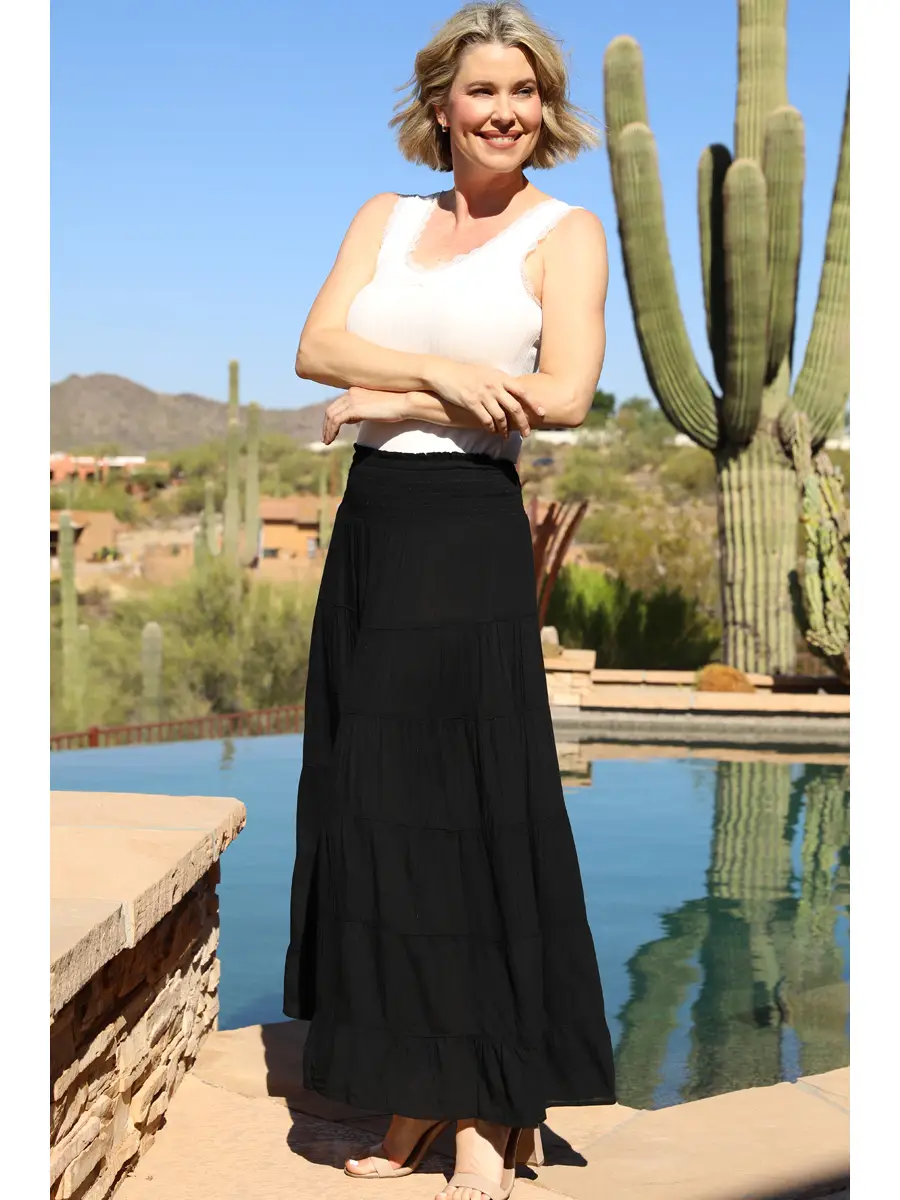 Tiered A Line Maxi Skirt