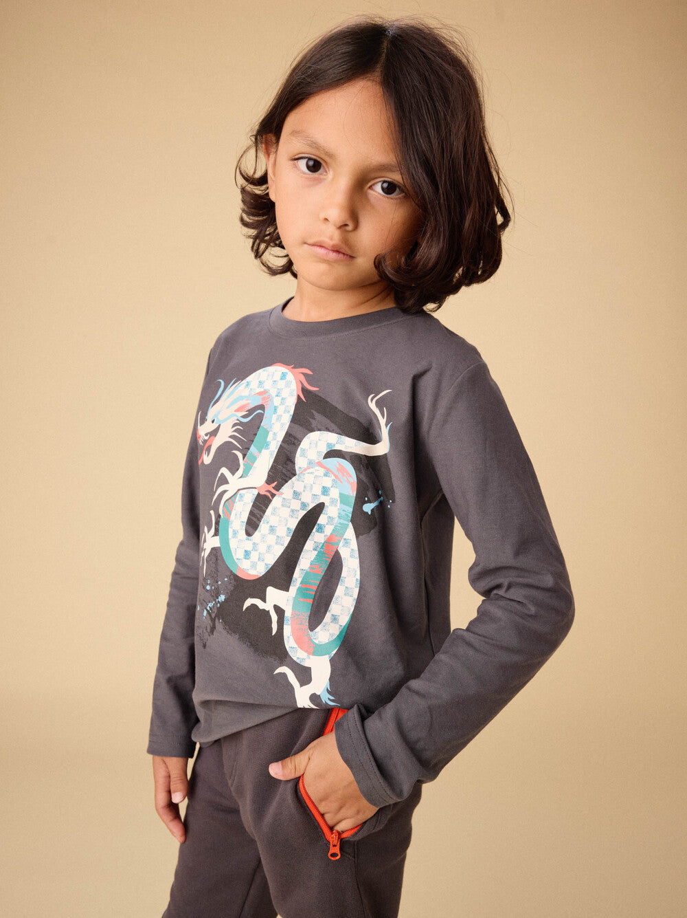Kids Dragon Long Sleeve Graphic Tee