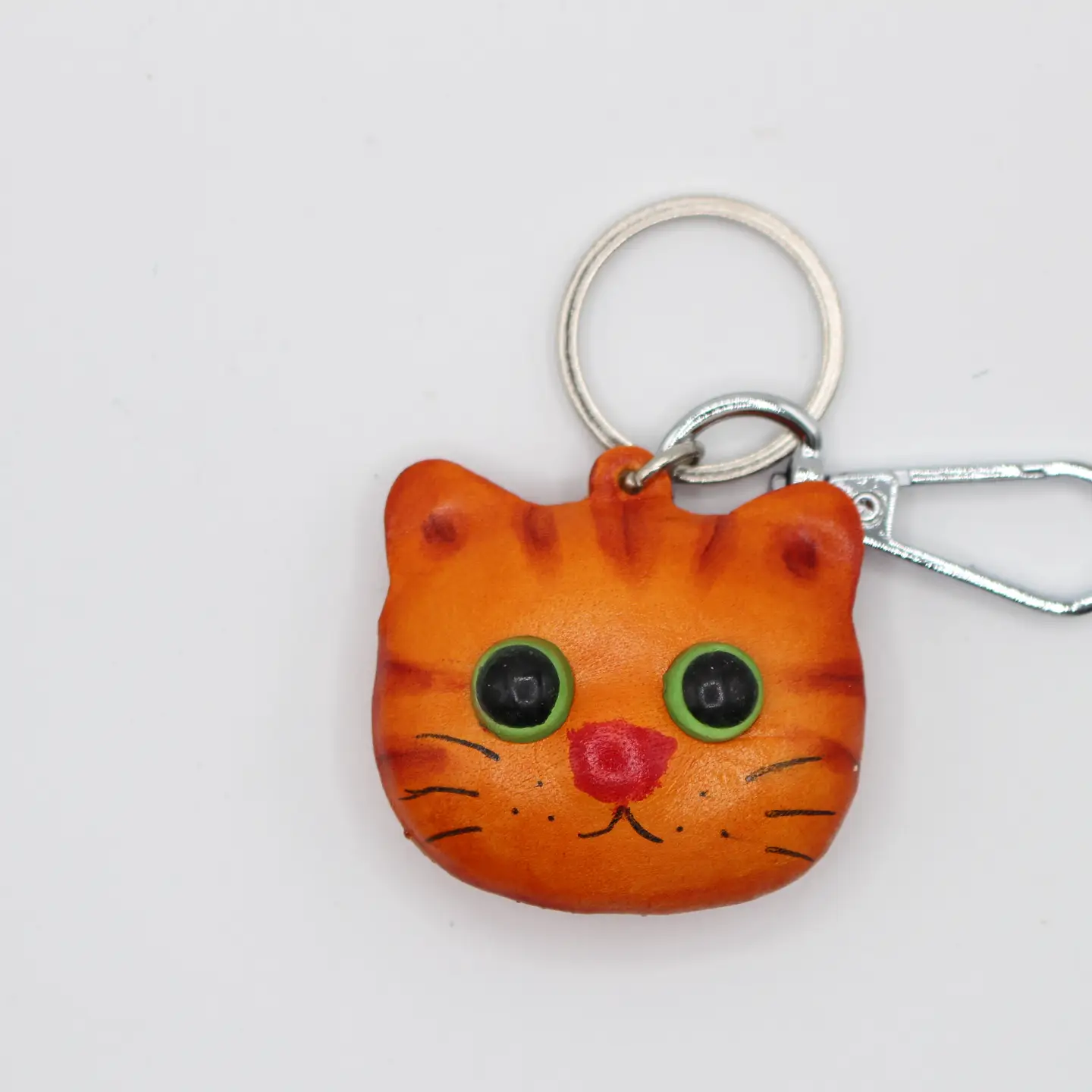 Leather Keychain Kitty Cat Head