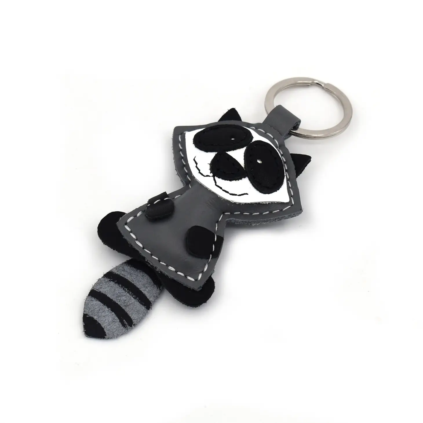 Raccoon Leather Keychain