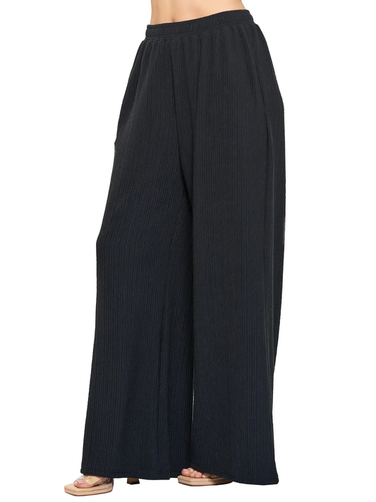 Wide Leg Ribbed Pants