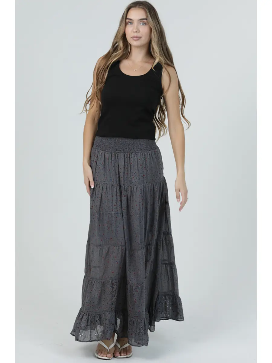 Tiered Skirt With Smocked Waistband
