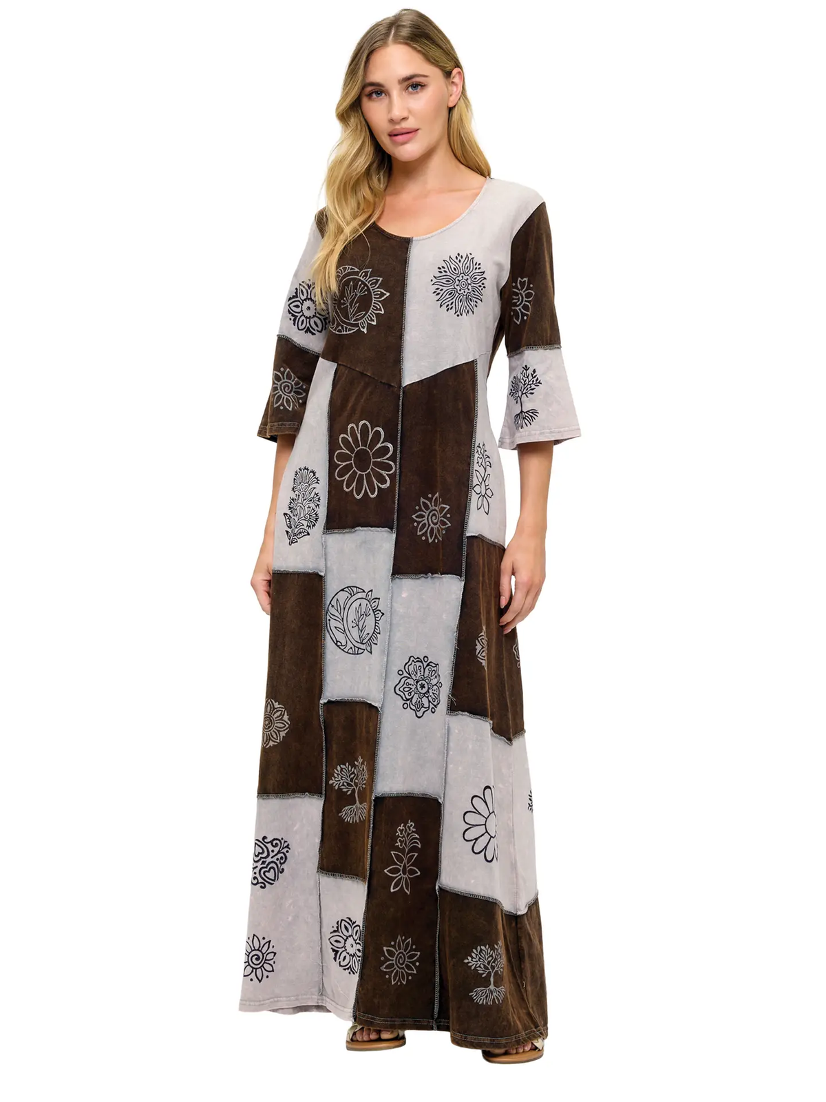 Art Painted Colorblock Patchwork Maxi Dress