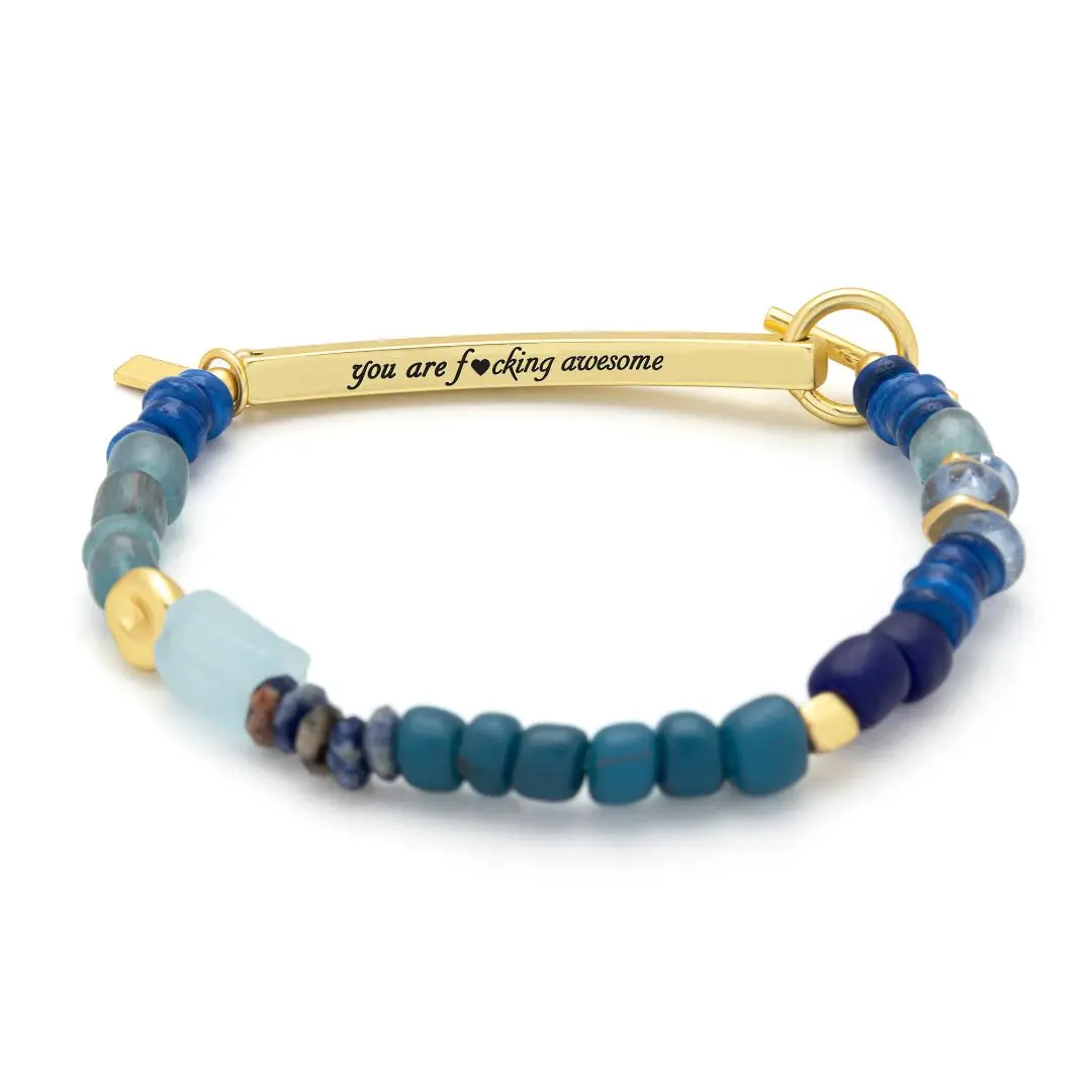Hidden Message Bracelet F*ckingAwesome/Aquamarine