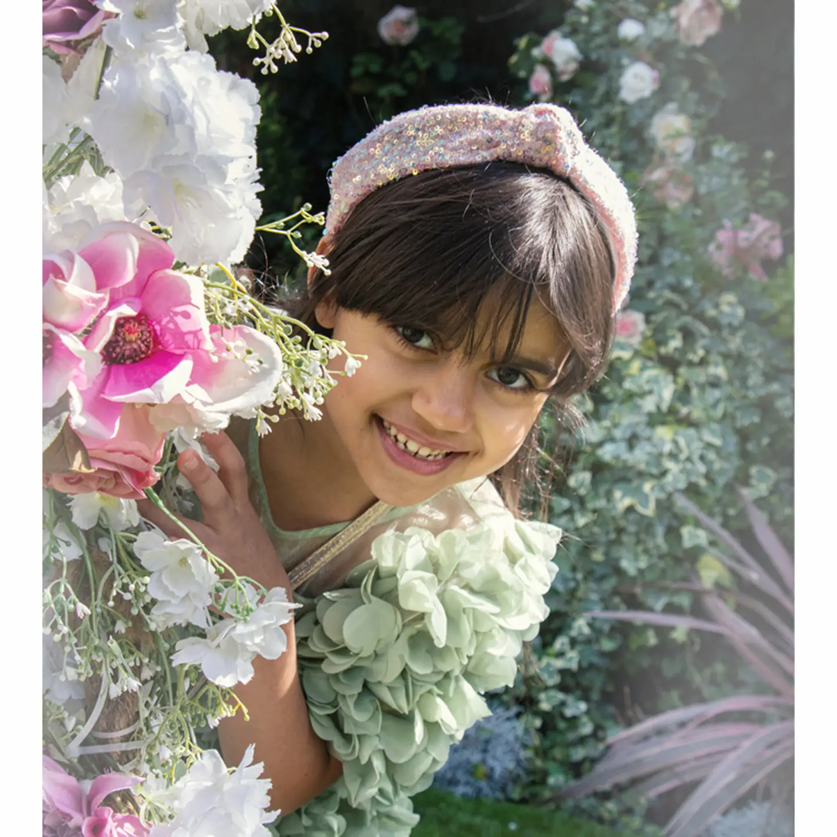 Girls Pink Sequin Knotted Headband