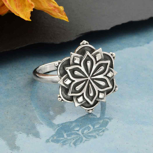 Sterling Mandala Medium Ring