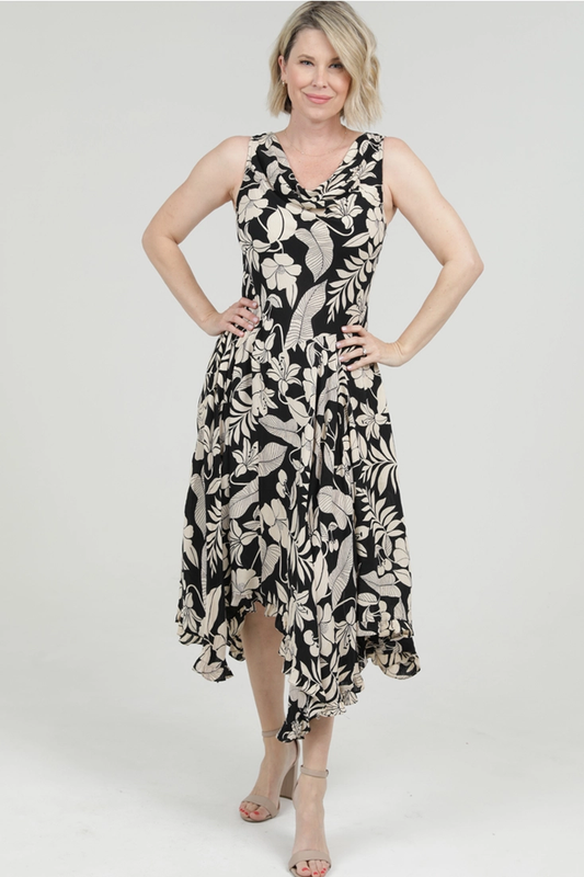 Leaf Print Hanky Hem Dress