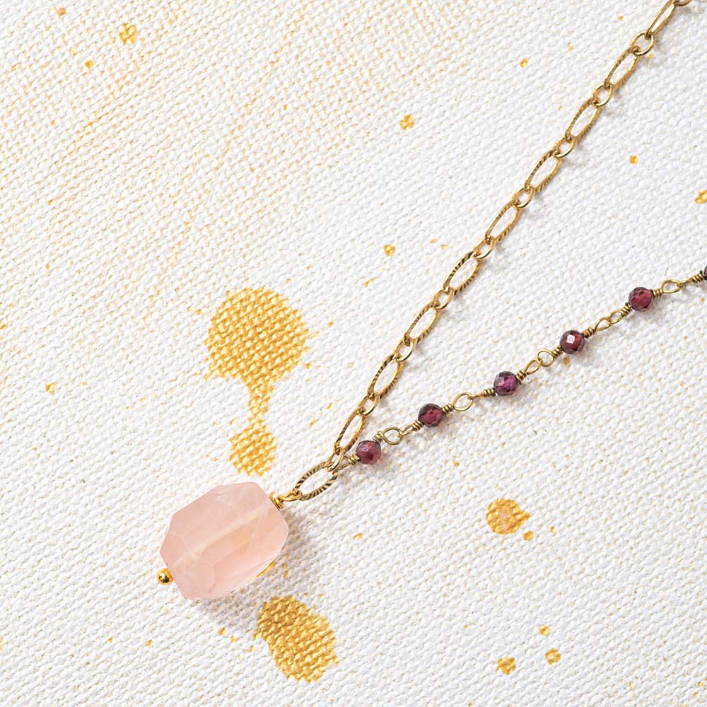 Celebration Garnet Rose Quartz Necklace