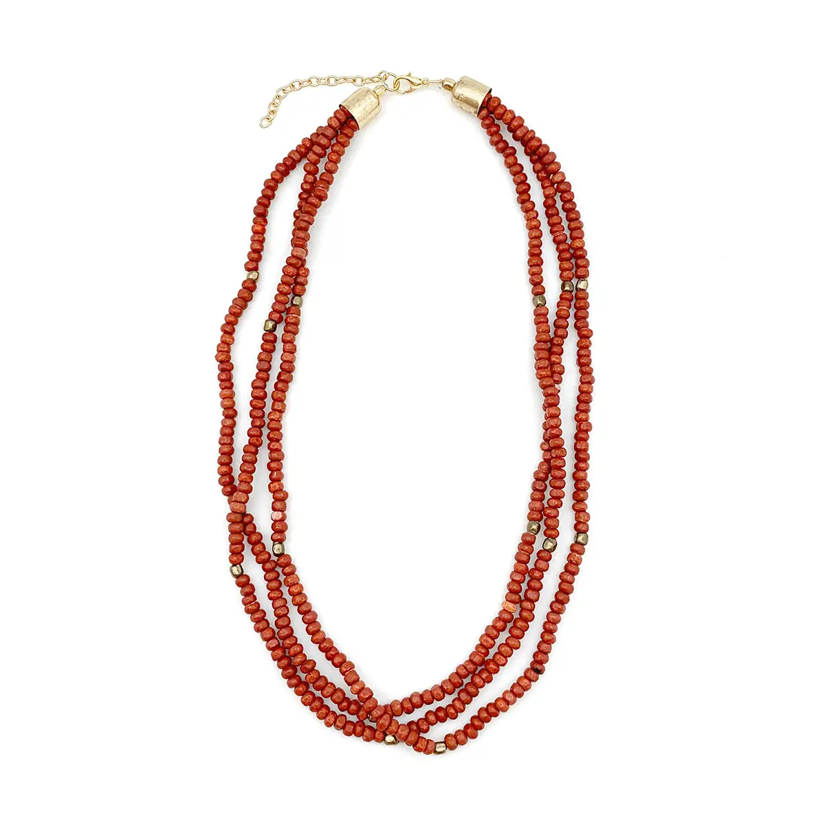 Beaded Chromatic 3 Strand Short Necklace