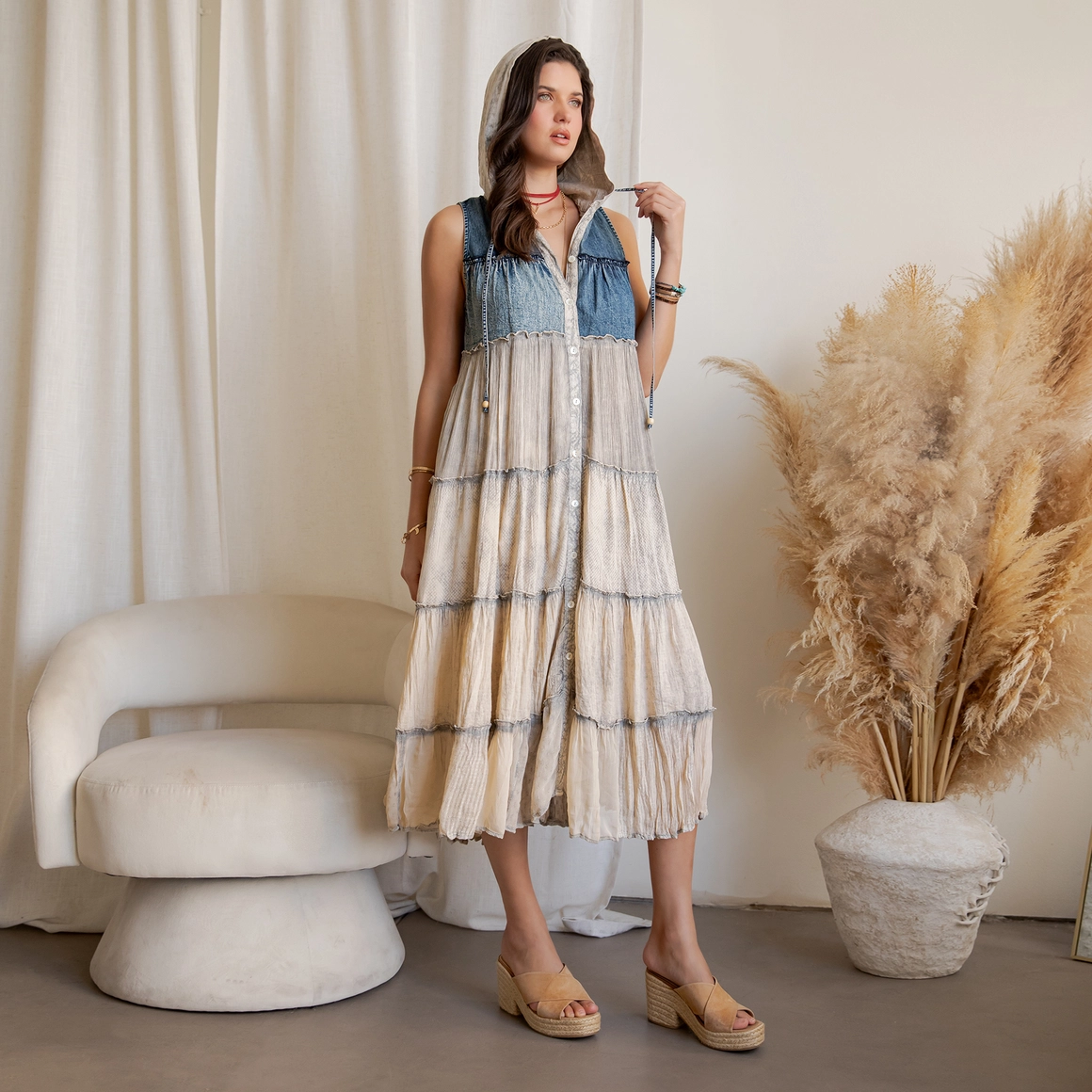 Boho Tiered Sleeveless Maxi Dress