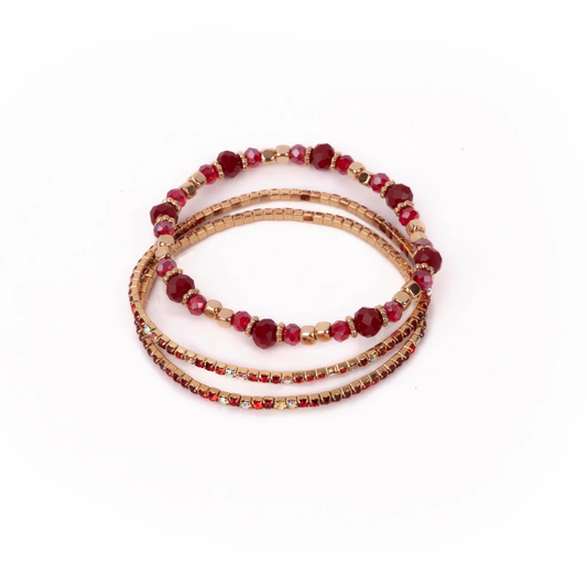 Girls Ruby Red 3pc Bracelet Set