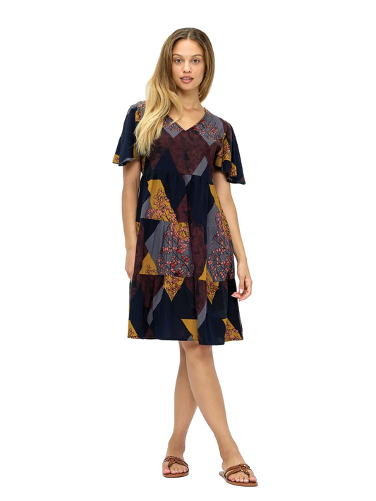 Floral Retro Vibe Patchwork Dress