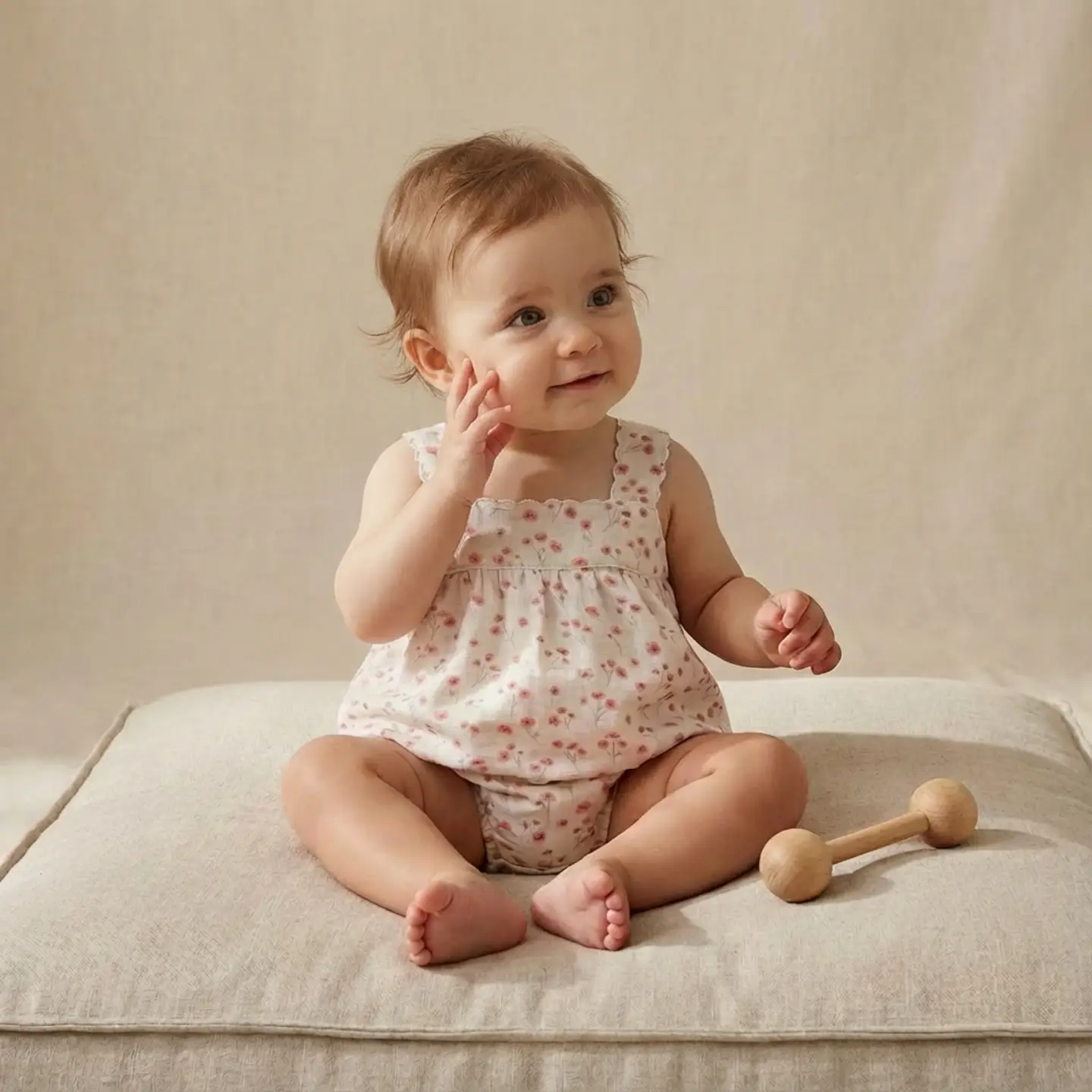 Baby Pink Bloom Scalloped Top + Bloomer Set