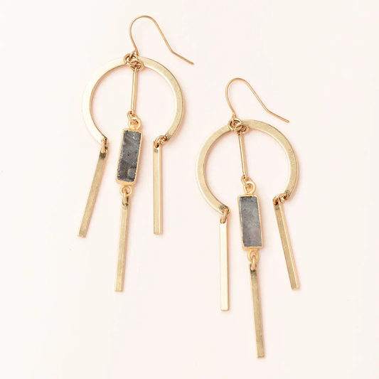 Stone Dream Catcher Earrings Labradorite Gold