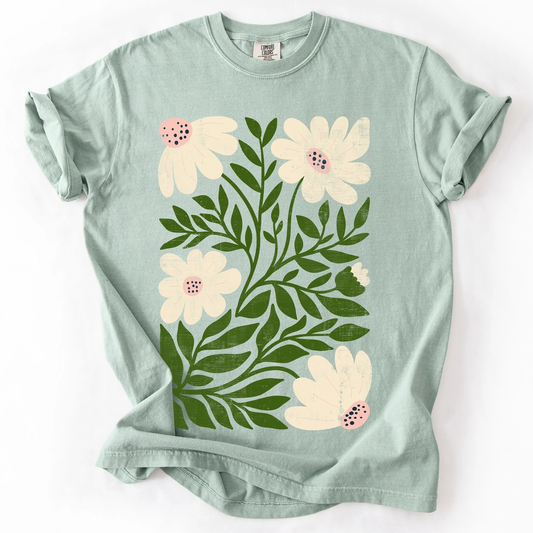 White Wildflower Botanical T-Shirt