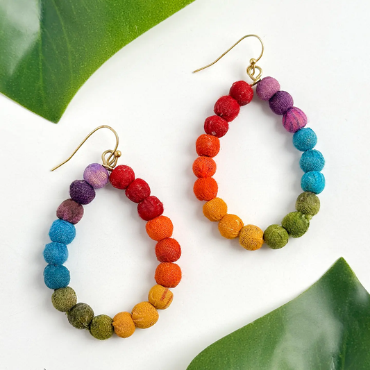 Kantha Prism Teardrop Earrings
