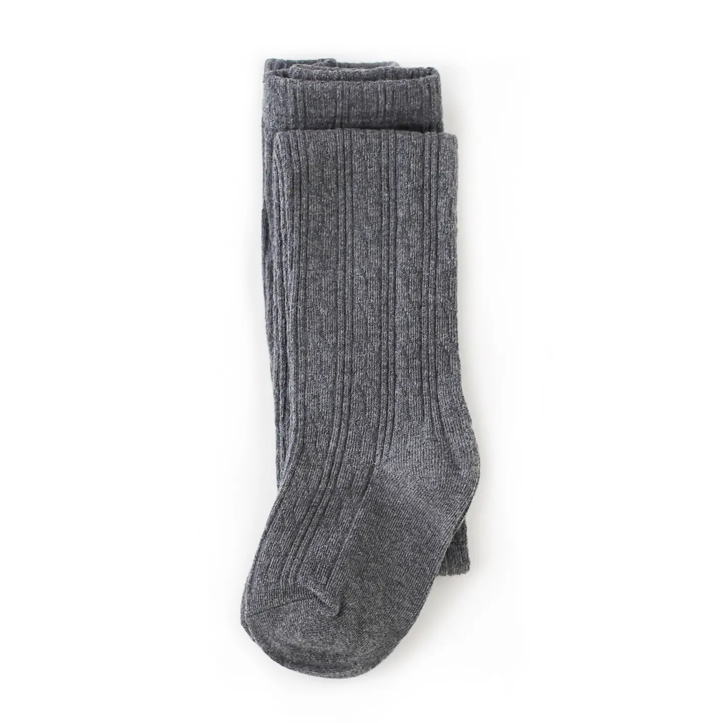 Girls Cable Knit Tights - Charcoal Grey
