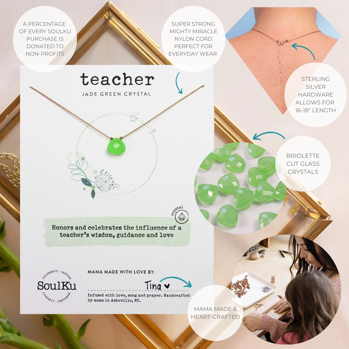 Soul Shine Necklace Jade Green for Teachers