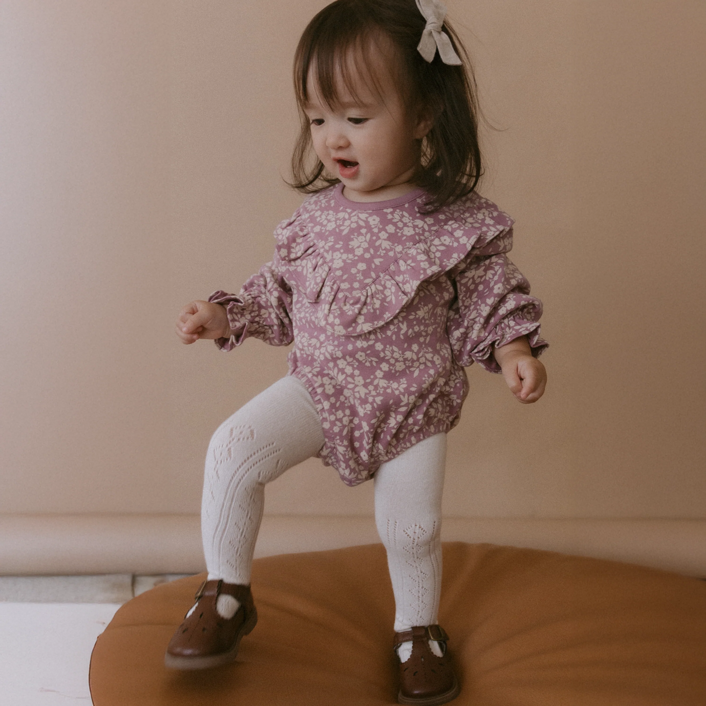 Organic Ruffle Bubble Romper Thistle