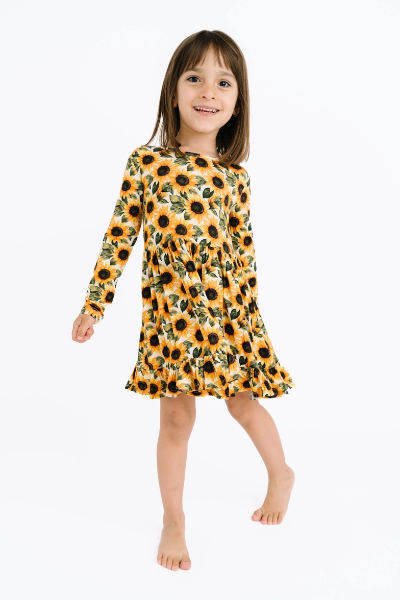 Girls Wild Sunflower Bamboo Dress