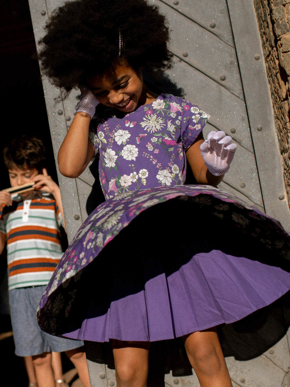 Girls Portuguese Purple Floral Dress
