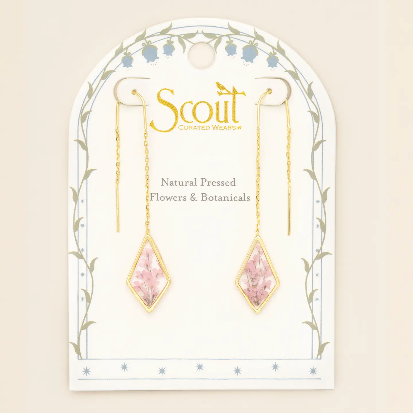 Pressed Flower Threaded Earrings