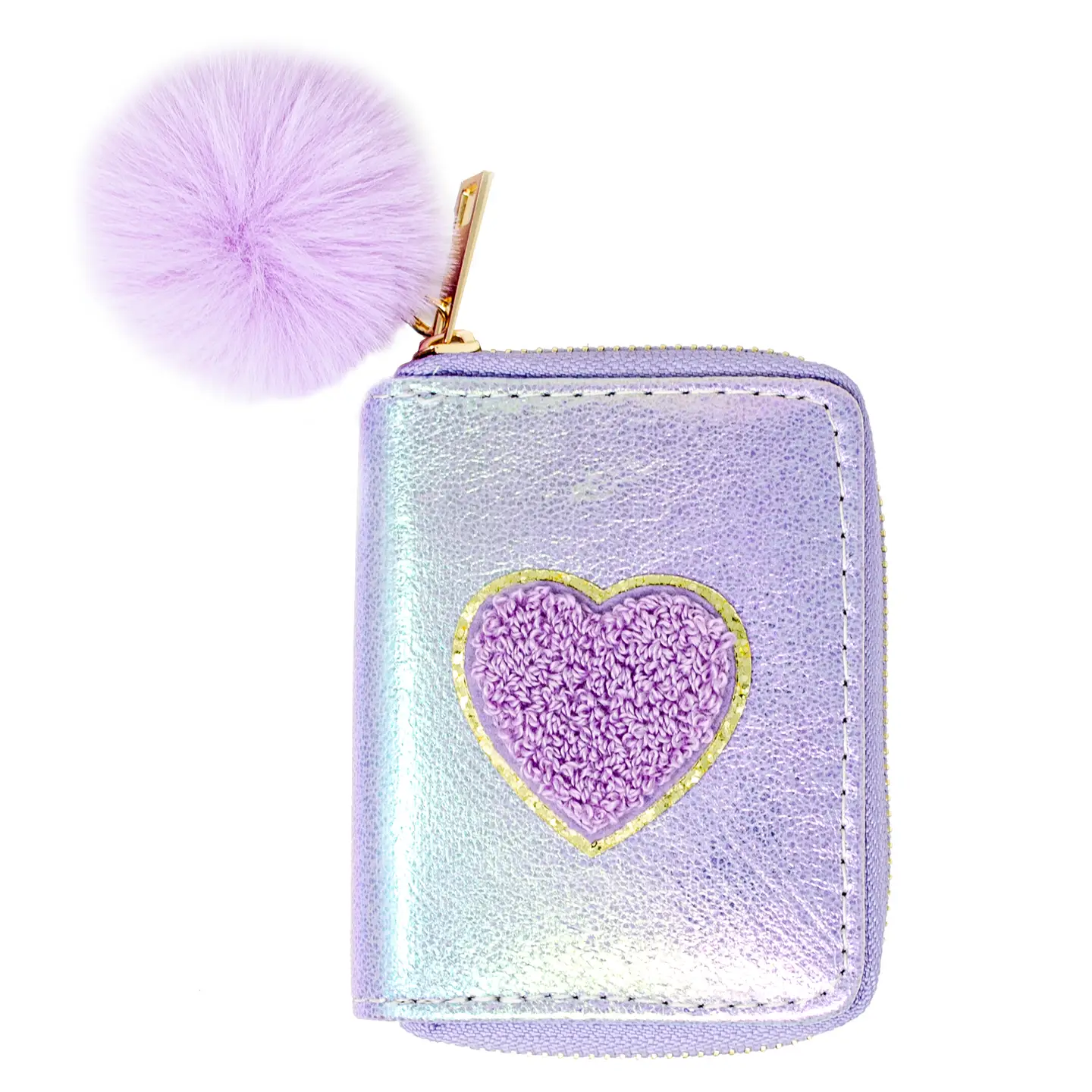 Girls Shiny Heart Patch Wallet